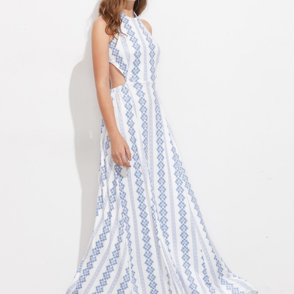 Vintage Print Tie Detail Backless Dress - Picture 5 of 6